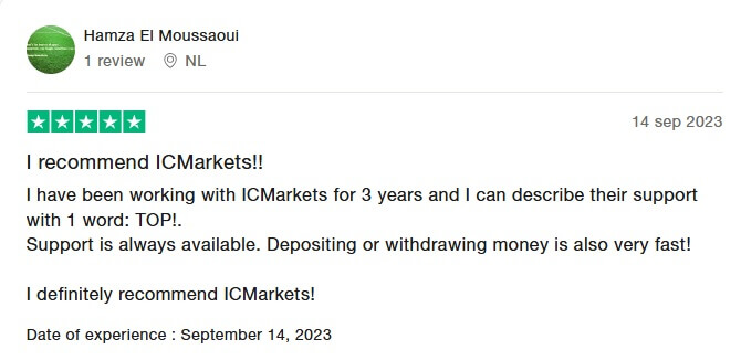 Icmarkets review - Trustpilot review - 4 (1)